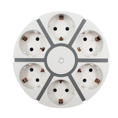 China German Residential / Multipurpose Power Strip Round Overload Protector with 6 Outlet UFO Slim Design Charger Desktop Station for Home and Office for sale