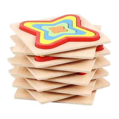 China Cognitive Puzzles Toy Kids Educational Toys Multilayer Geometry Block Shape Jigsaw Children Puzzle Toys for sale