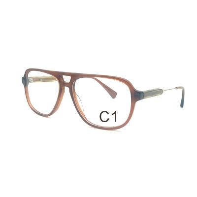 China In Stock Wholesale Acetate Double Bridges Oversized Clear Glasses Frame Manufacture For Women Pilot Eco Friendly Optical Frames for sale