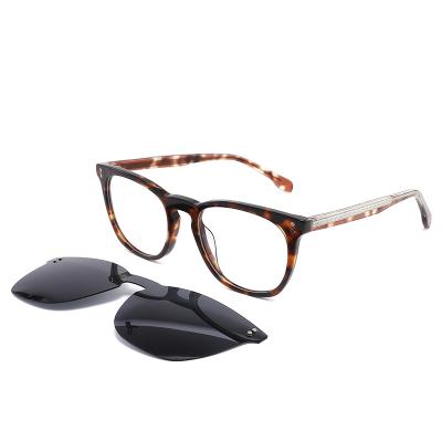 China In Stock 2022 Polarized Sunglasses Men Women Magnetic Clip On Glasses Acetate Prescription Optical Eyewear Eyeglass for sale