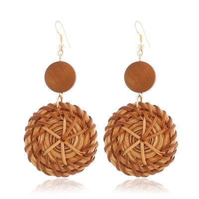 China Geometric Wholesale BOHEMIA Circle Rattan Earrings Fashion Stud Earrings Women Retro Customized Design New for sale