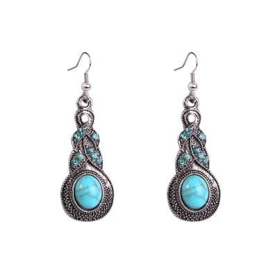 China 2021 Bohemia Yiwu Heart Earrings Vintage Turquoise Fashion Wholesale Hot Selling Wholesale Earrings for sale