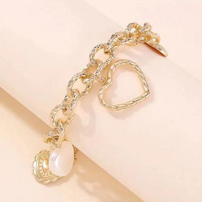 China Wholesale Trendy Trendy Hiphop/Hip Hop Gold Plated Punk Heart Shaped Bracelets Women Jewelry For Party Women Girls for sale