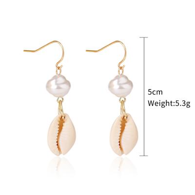 China CLASSIC/Fashion Women's BOHEMIA INS Fashion White Shell Pendant Earrings Natural Shell Pearl Stud Earrings For Girls for sale