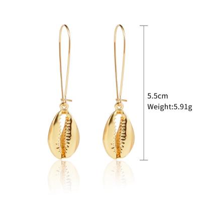 China CLASSIC/Fashion H&P Cheap Wholesale Stand Cowrie Earrings Thin Line Shell Long Drop Earring Dangle Earrings Wholesale for sale