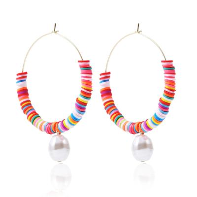 China 2021 Bohemia Fashionable Funny Earrings Bohemian Multi Color Pearl Beach Earrings For Women Girls for sale