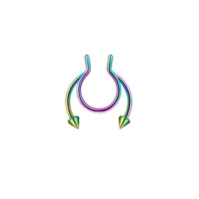 China FASHIONABLE Stainless Steel Ball Antler Nose Clip Septum U Cone Ring African Pointed Horseshoe Dangly Nose Ring for sale