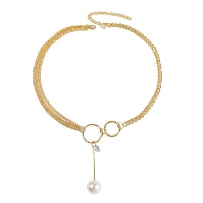 China Newly Hot Selling Accessories Large Circle Small Circle Chain Necklace Multi Layer Pearl Multi Layer Pendant Necklace Women Environmentally Friendly for sale