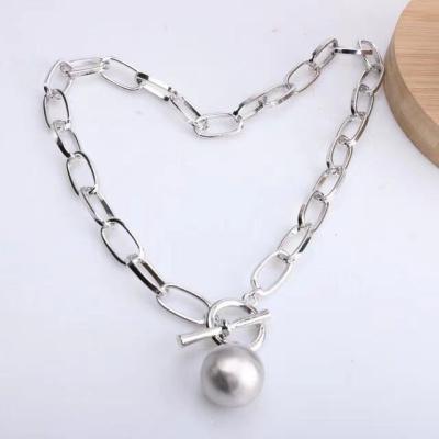 China Luxury Metal Ball Necklace Pendant Environmentally Friendly Gold Plated Women Toggle Choker Boho Hiphop Unique Clasp Design for sale