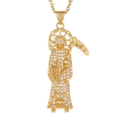 China Newly True Necklace Gold Statistical Copper Zirconia Jesus Necklace Hip Hop Personality Jesus Piece Vintage Necklace for sale