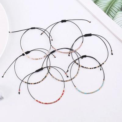 China New High Quality Handwoven Waxed Thread For Colorful Beading Thread Bracelets Ladies Wax Boho Beaded Bracelet for sale