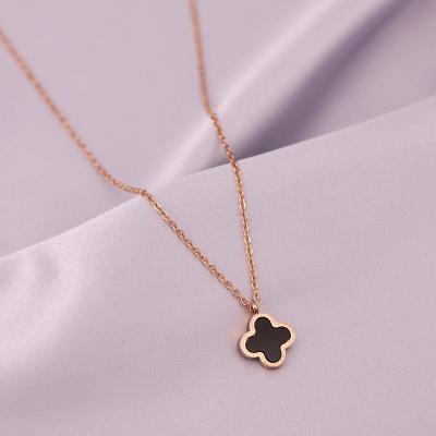 China Hiphop Four Clavicle Chain Female Leaf Clover Necklace Jewelry Swan Pendant Titanium Steel Necklace for sale