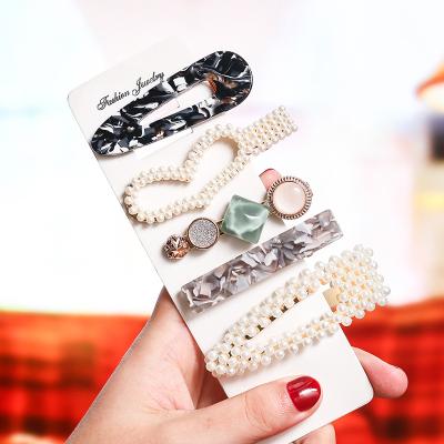 China Imitation Pearl Hot Selling Handmade Acetate Pearl Hair Pins OEM Custom Barrettes Wedding Pearl Acrylic Hair Clips Sets For Gifts for sale