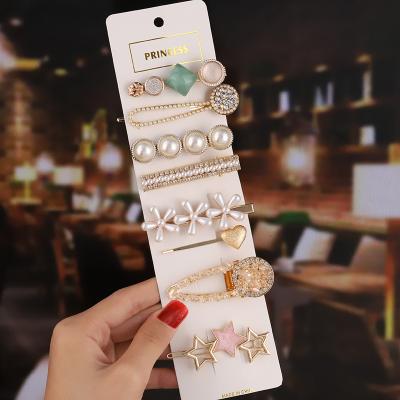 China Simple Geometric Imitation Pearl Fashion Women Girls Bobby Pins Hair Clips Acrylic Color Pearl Hair Clip Sets Wholesale for sale