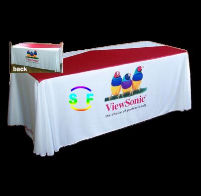 China Disposable Promotional Fair And Show Fitted Stretch Table Cover / Custom Table Cloth for sale