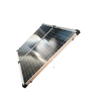 China 135W Portable Solar Panel with Holder Bag Connector PV Cable Solar Controller, 2*67.5w Folding Mono Solar Panel 820*540*70mm for sale