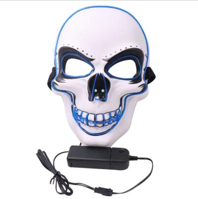 China Eco-Friendly Led Mask EL Cold Light Halloween Alert Black Horror Mask With Blood EL LED Light Mask for sale