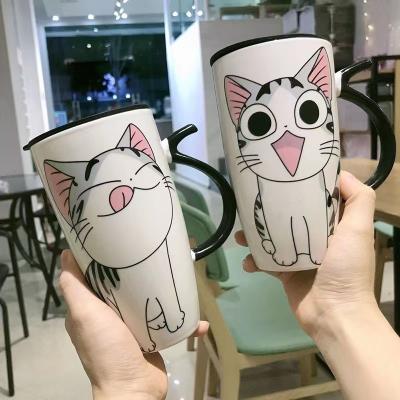 China Kitty Large Capacity Mug 560ml Creative Viable Water Ceramic Mug for sale