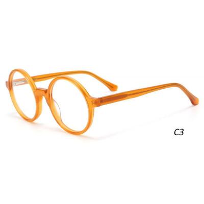 China Fashionable Optical Frame Vintage Round Acetate Optical Glasses Frames Unisex Eyewear Prescription Spring Hinge Acetate Glasses Myopic Cases for sale