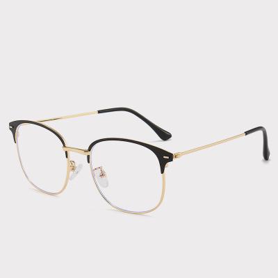 China Metal Glasses Eyewear Square Blue Blocking Spectacle Frames Lenses For Women Men/ Women Square Eyebrow Half Rim Optical Glasses Eyeglass for sale