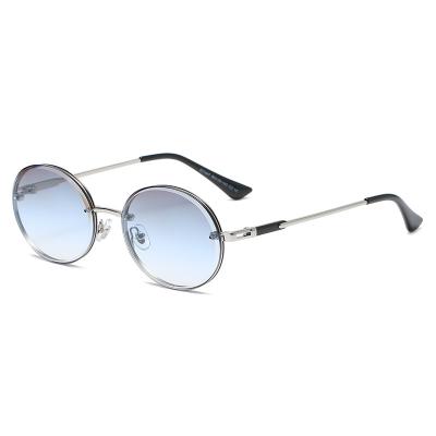 China Gray Sunglasses Metal Glasses Sunglasses fashionable round eye frame retro shading gradient color sunglasses unisex vintage monocle for sale