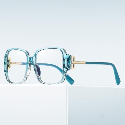 China Retro Square 2022 Fashionable Vintage Optical Frame Eyeglasses Anti Blue Light Blocking Glasses For Women Men Eyewear Metal Spectacle Glass Eyewear TR 90 for sale