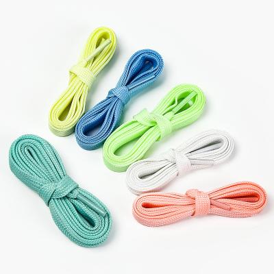 China Flat Customized 8mm flat Sport night running glow in the dark  elastic luminous reflective  shoelaces for sneaker shoe. for sale