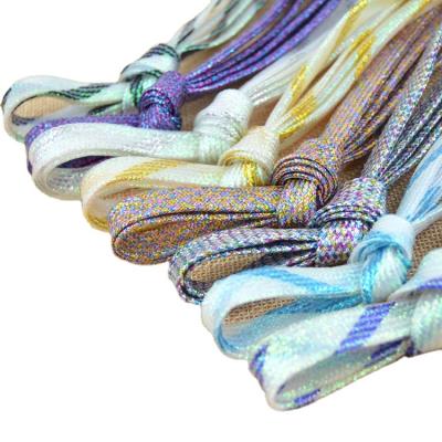 China Flat Customized Metallic Glitter Flat Shoelaces Colorful Shiny Shoelaces Shoe Lace Shoe Strings for sale