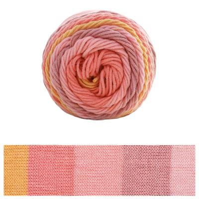 China Sustainable Hot Sale Yarn crafts Beautiful Crochet Hand Knitting Natural Rainbow Cake Cotton Blended Yarn With 5 Ply Scarf Pillow for sale