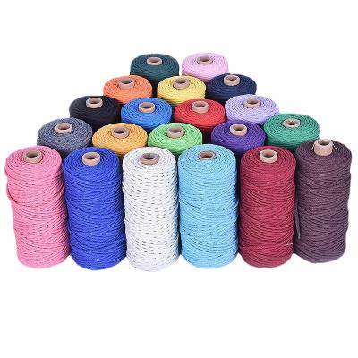 China Sustainable Wholesale Macrame Cord 5mm 6mm 100 Meter Twisted Cotton Braid Cord Multi Color Length Waist Rope for sale