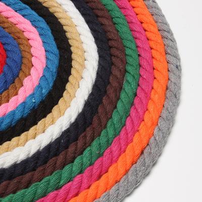 China Wall Hanging Plant Hangers Crafts Pet Toys Wholesale 12mm Colorful 3-strand Twisted Cord Cotton Rope Macrame Cord for Wall Hanging Plant Hangers Crafts Pet Toys for sale