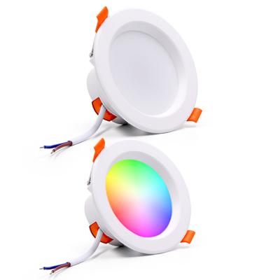 China Modern 15W 6 inch Zigbee Track controlled tuya dimmable wifi RGB color smart led downlight for sale