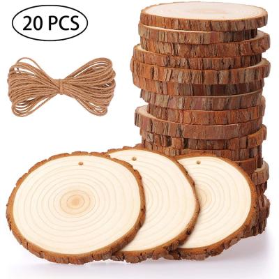 China Christmast Ornament Christmas Tree Ornament DIY Craft 5-6cm Natural Round Baubles Tags Wooden Discs For New Year Decoration for sale