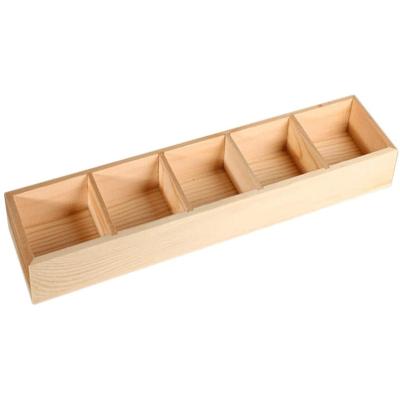 China Modern Wooden Box Plant Flower Pot Stand Planter Bonsai Pot 5 Succulent Grid for sale