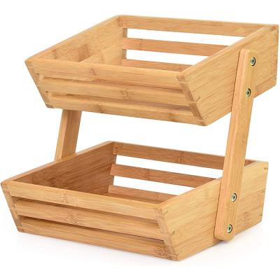 China Sustainable Wooden Fruit Vegetables Bread Basket Multifunctional Kitchen Bamboo Wooden Basket for sale