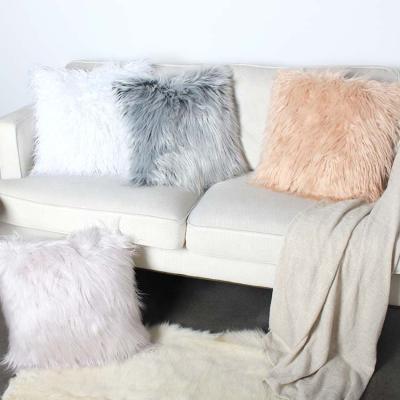 China Removable Economic Custom Design Fluffy Faux Fur Cushion Plush Pillow Case Cushion Cover for sale