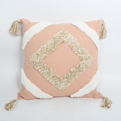 China Factory Direct Wholesale Removable Cover Removable Moroccan Soft Cotton Pillow Sublimation Plaid Tufted Cushion for sale