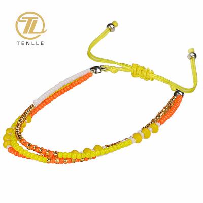 China New BOHEMIA handwoven rice bead bracelet is a creative bohemian multi-layer stained glass bead custom bracelet for sale