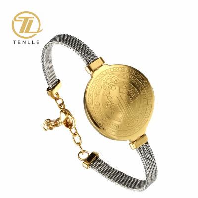 China FASHIONABLE High Quality Stainless Steel Jesus With Watch Chain Luxury Adjustable Gold Bracelet For Couples Gift for sale