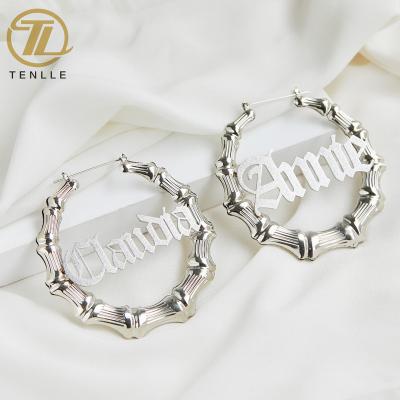 China FASHIONABLE custom famous wholesale big circle rattan stainless steel gold silver plated bamboo earrings for sale