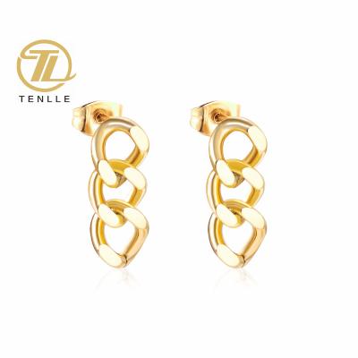 China Custom Hiphop Wholesales Female Hip Hop Chain Earrings Stainless Steel Stud Earrings For Women Jewelry for sale