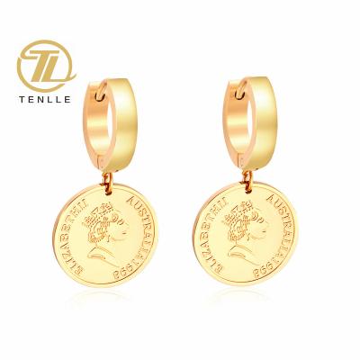 China Luxury TRENDY Fashion Queen Custom Earrings With Letter Circle Earrings Stud Dangle Earrings For Girl for sale