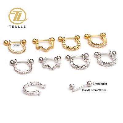 China FASHIONABLE Soft Body Zircon Bone Micro Set Stud Earrings Stainless Steel Piercing Jewelry For Punk Styles for sale