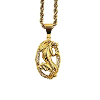 China Trendy Fashion Stainless Steel Gold Filled Pendant Necklace With Lizard Design For Men Jewelry for sale