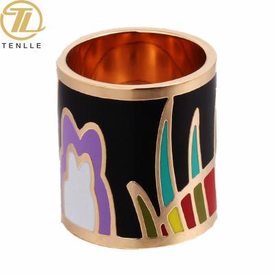 China Simple Design Beautiful TRENDY Ring Wholesale Fashion Custom Personalized 316 L Stainless Steel 18k Gold Plated Rings Set Women for sale