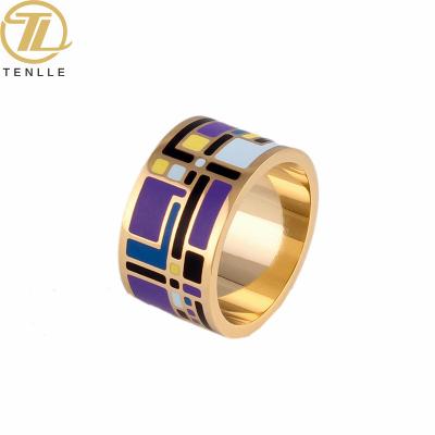 China TRENDY Fashion Beautiful Simple Design Ring Wholesale Custom Personalized Stainless Steel 18k Gold Plated Ring Rings Sets Women for sale