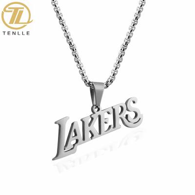 China Men Women Hip Hop Alphabet Non-fading Letters Shapes Name Necklace Stainless Steel Lakers Souvenir Necklace Couples Pendant Chain Jewelry for sale