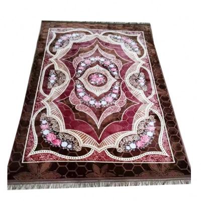 China Factory Wholesale Supplier Non Slip Printed Embossed Raschel Carpet Foldable With Fringes Anti Slip Mat Backing for sale