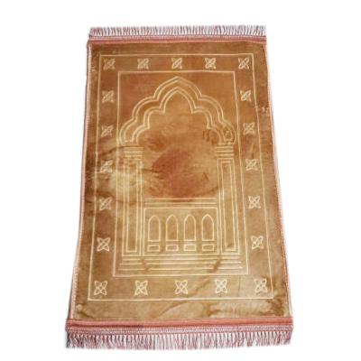 China Solid Color Quality Factory Supplier Cheap Wholesale Price Embossed Raschel Prayer Mat For Kids And Adult Prayer for sale