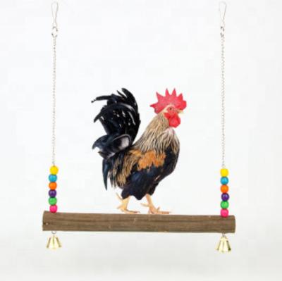 China Viable Wooden Chicken Perch Bird Ladder Swing Toys Grinding Chew Toys For Hens Case Parrots for sale